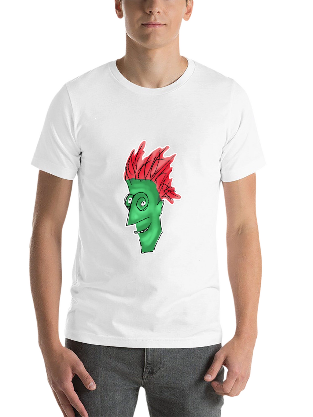 Funny Green Face Graphic Black T-Shirt