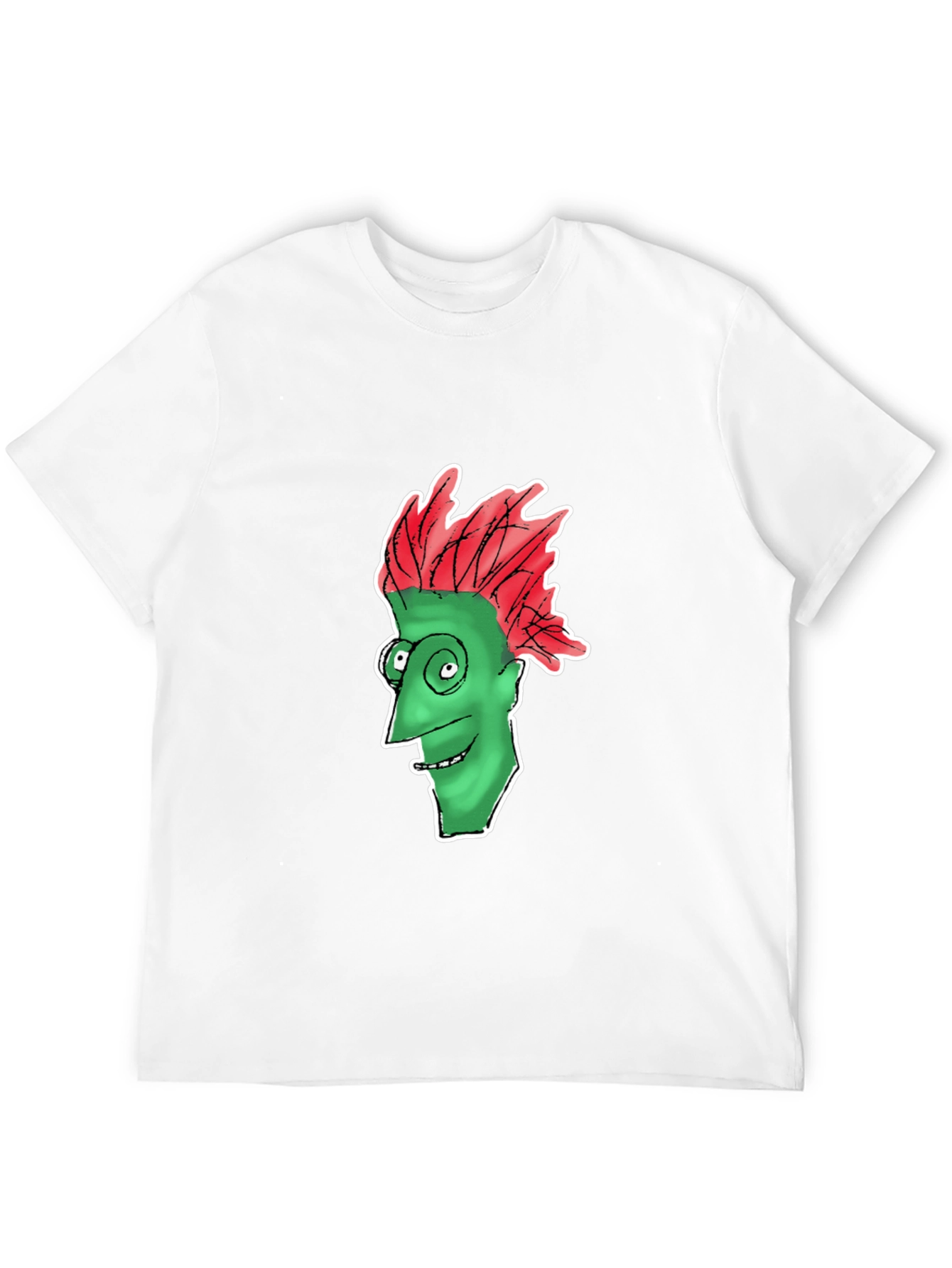 Funny Green Face Graphic Black T-Shirt