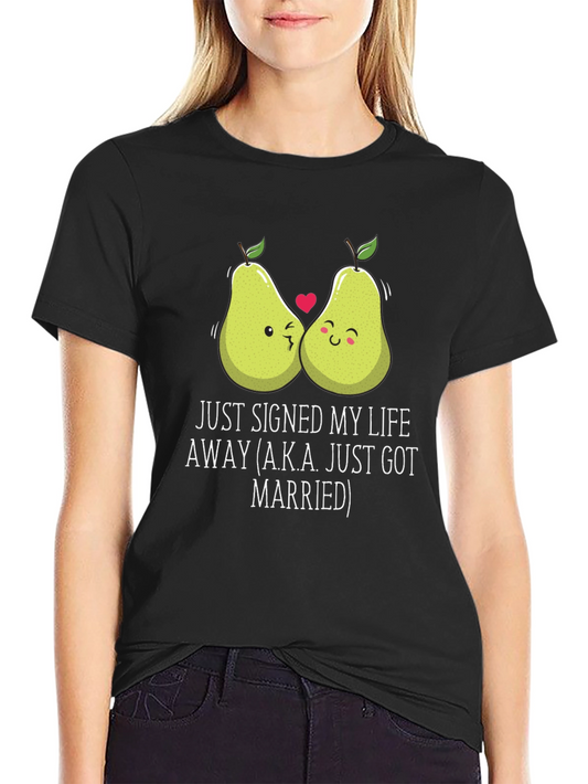 Just Married Couples Pear Graphic T-Shirt