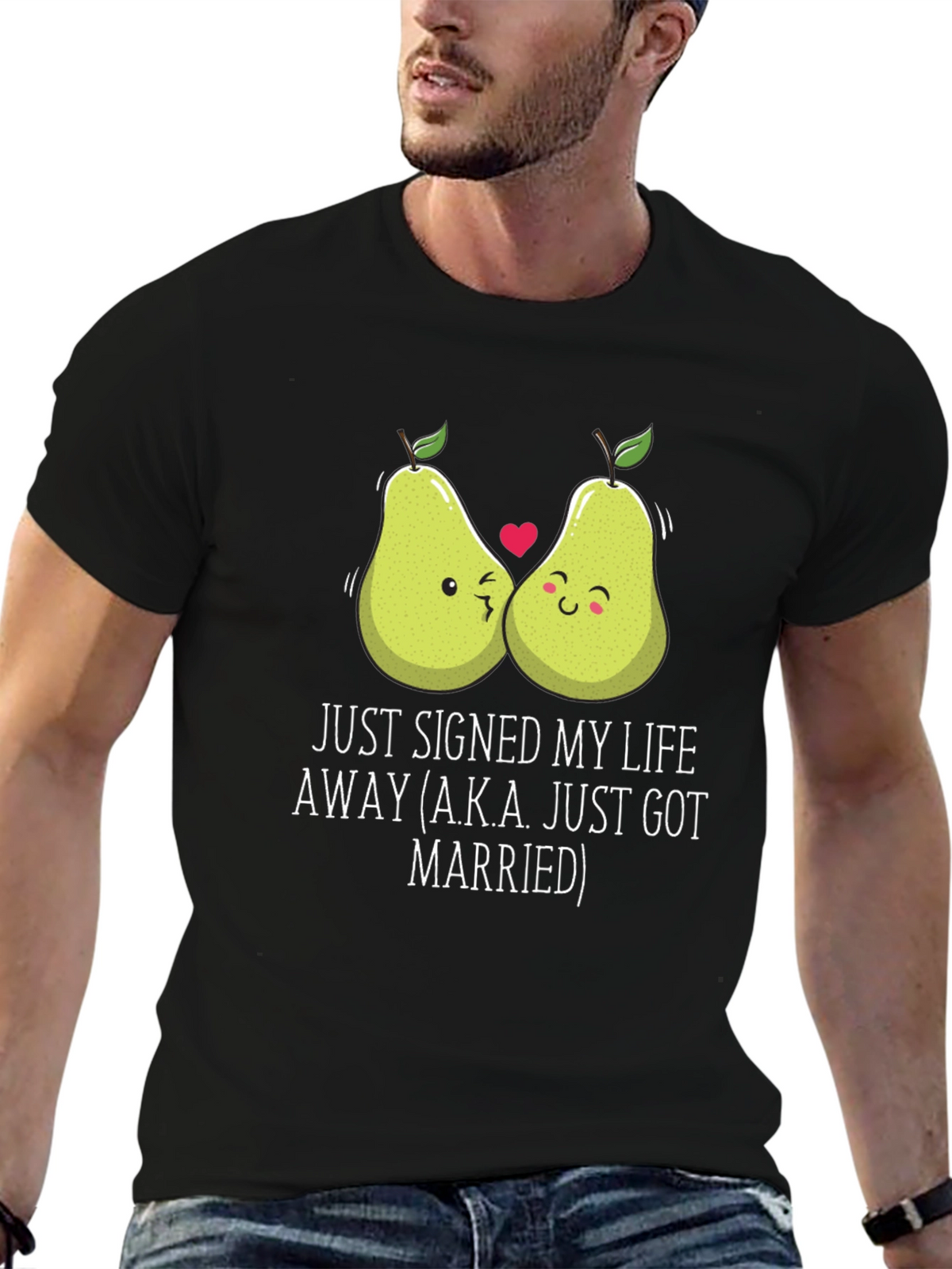 Just Married Couples Pear Graphic T-Shirt