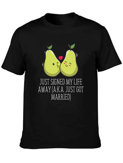 Just Married Couples Pear Graphic T-Shirt