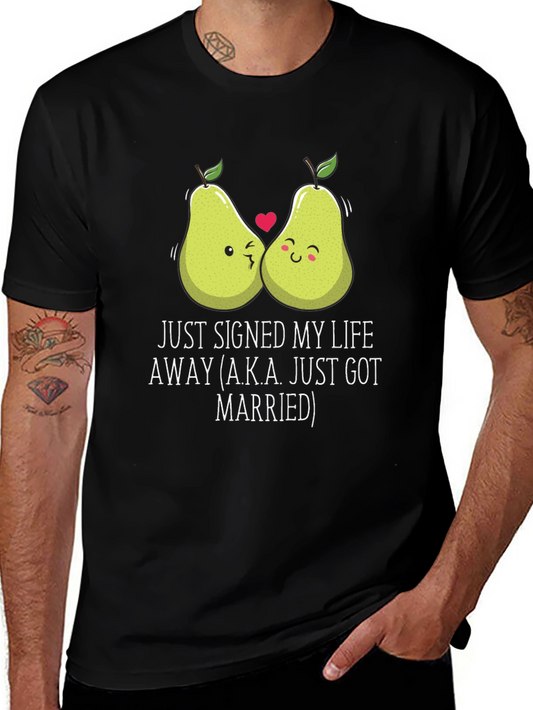 Just Married Couples Pear Graphic T-Shirt