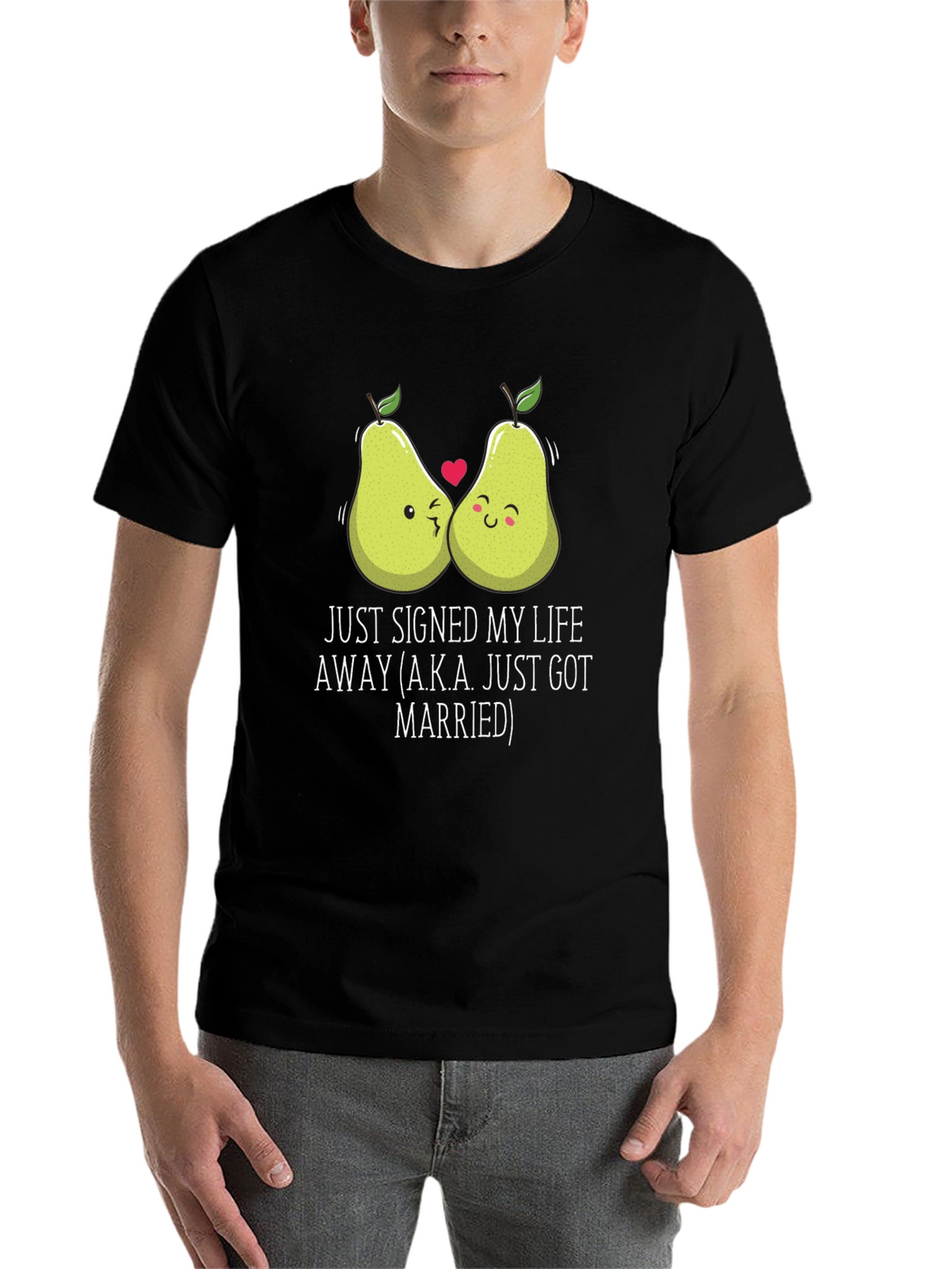 Just Married Couples Pear Graphic T-Shirt