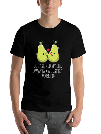 Just Married Couples Pear Graphic T-Shirt