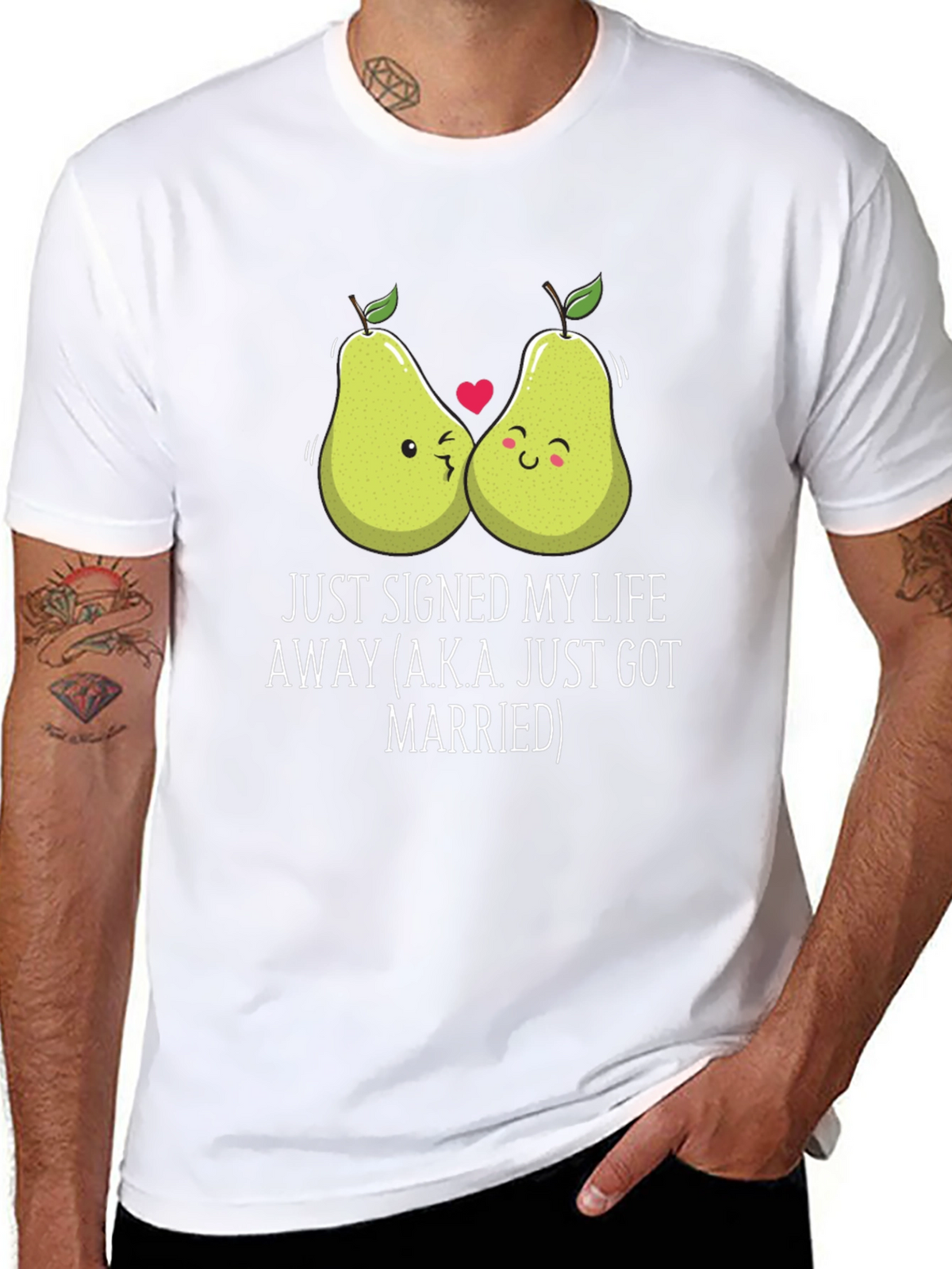 Just Married Couples Pear Graphic T-Shirt