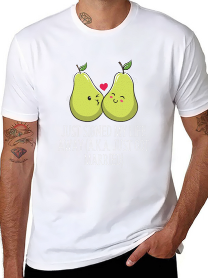 Just Married Couples Pear Graphic T-Shirt