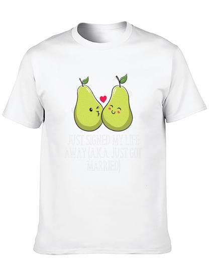 Just Married Couples Pear Graphic T-Shirt