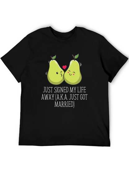 Just Married Couples Pear Graphic T-Shirt