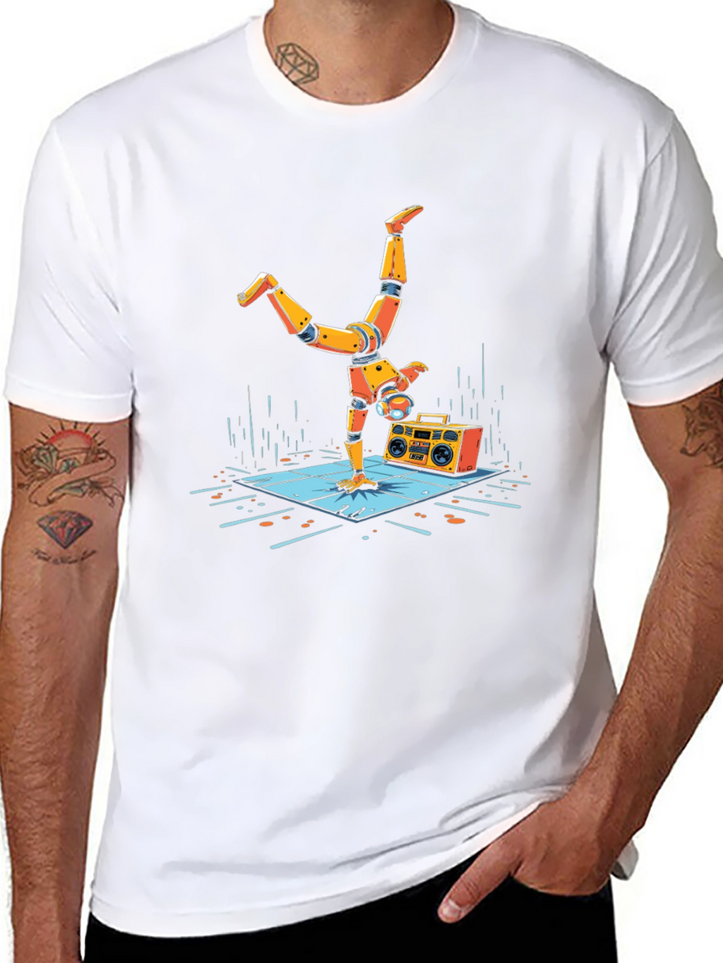 Robot Handstand Graphic Tee