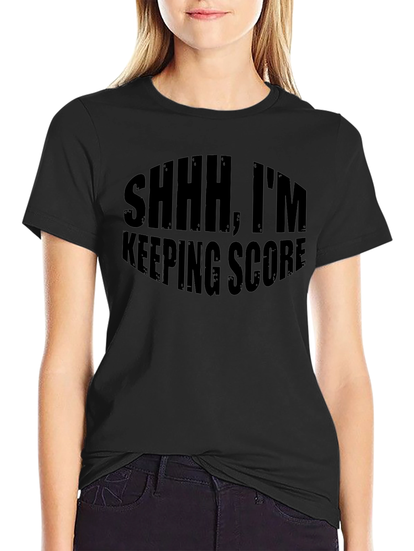 Shhh Im Keeping Score Black Graphic T-Shirt