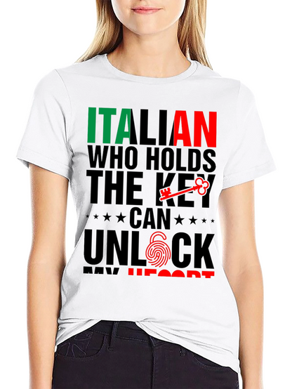 Italian Key to My Heart Black T-Shirt