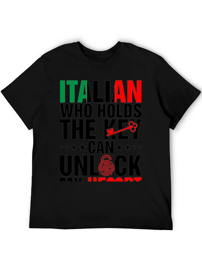 Italian Key to My Heart Black T-Shirt