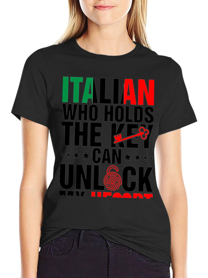 Italian Key to My Heart Black T-Shirt