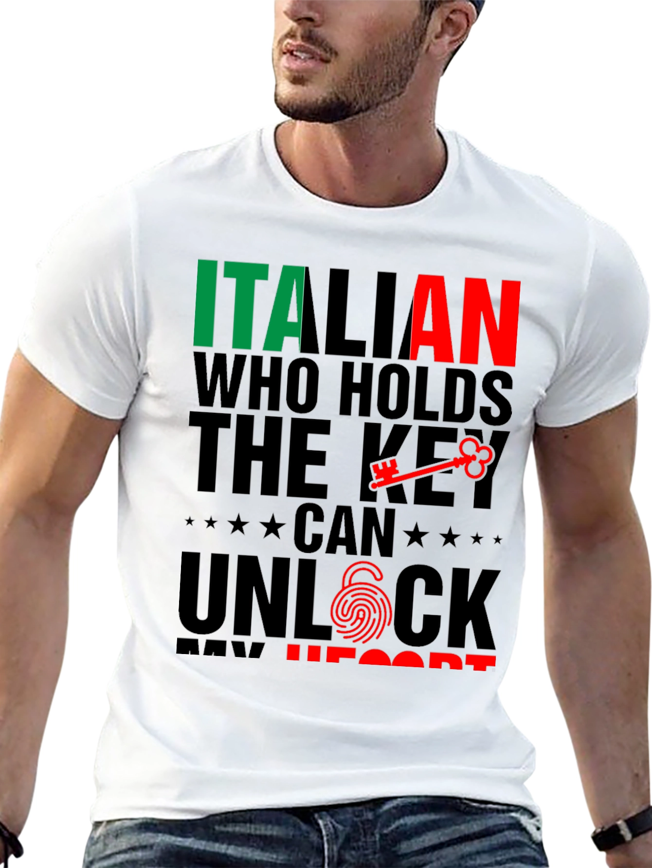 Italian Key to My Heart Black T-Shirt