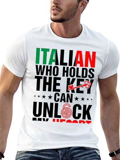 Italian Key to My Heart Black T-Shirt