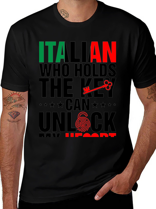 Italian Key to My Heart Black T-Shirt