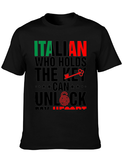 Italian Key to My Heart Black T-Shirt