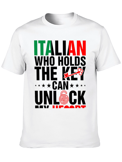 Italian Key to My Heart Black T-Shirt