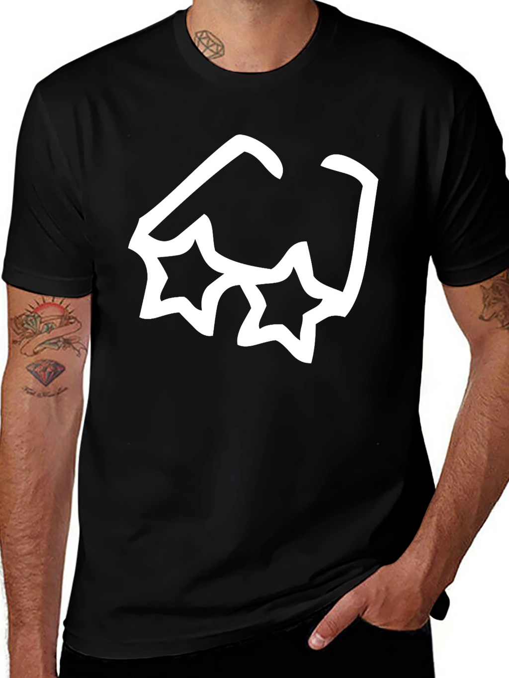 Cool Star Sunglasses Graphic Black T-Shirt