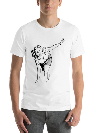 Retro Woman Graphic Tee - Black Cotton T-Shirt
