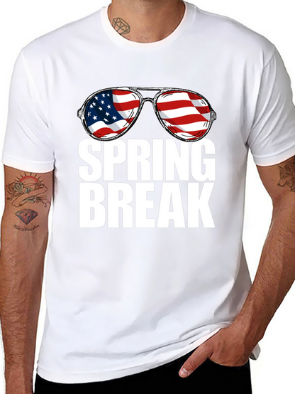 Spring Break USA Flag Sunglasses Graphic Tee