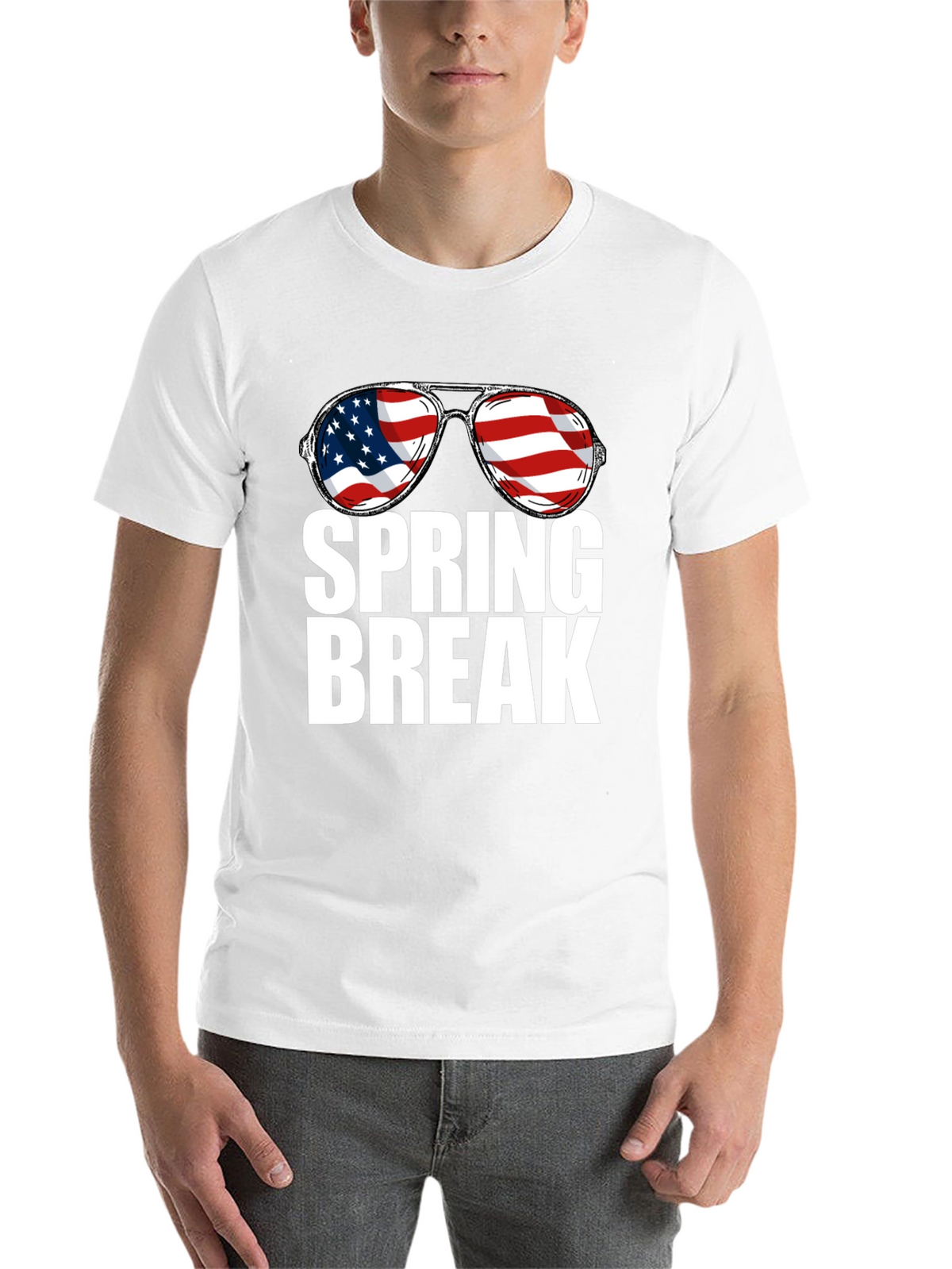 Spring Break USA Flag Sunglasses Graphic Tee