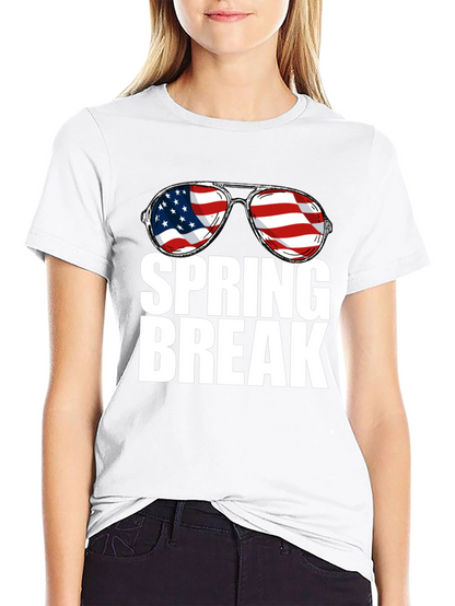 Spring Break USA Flag Sunglasses Graphic Tee