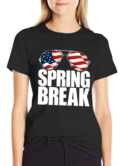 Spring Break USA Flag Sunglasses Graphic Tee