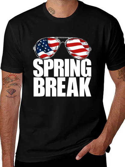 Spring Break USA Flag Sunglasses Graphic Tee
