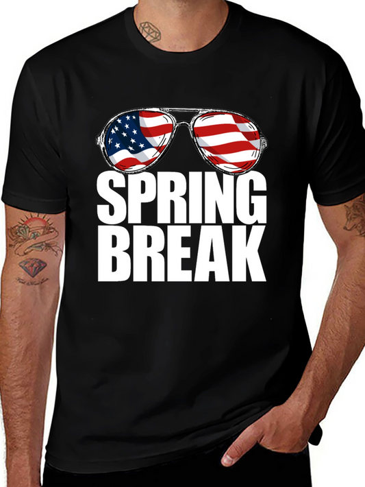Spring Break USA Flag Sunglasses Graphic Tee