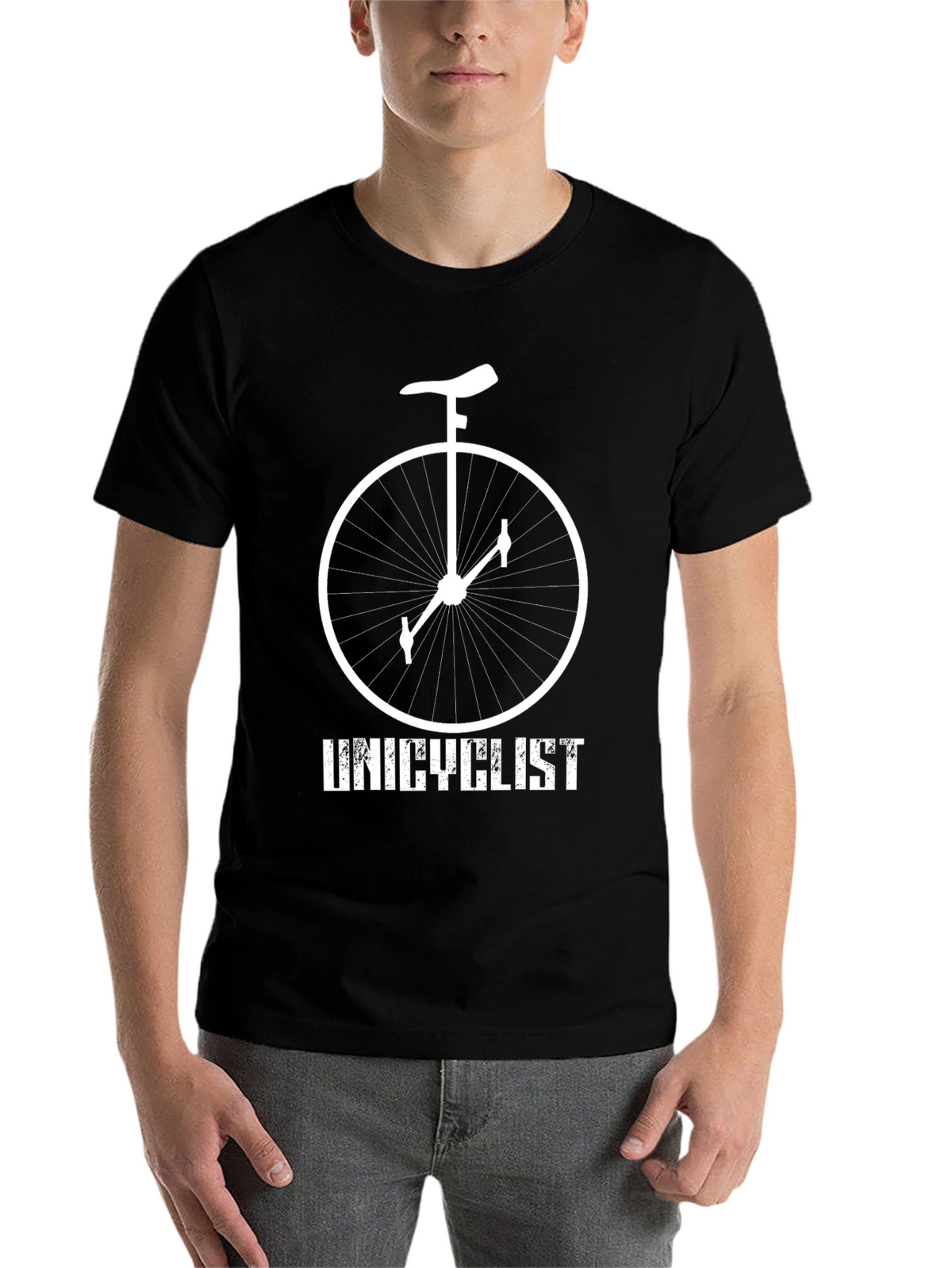Unicyclist Graphic Tee - Black Cotton Shirt