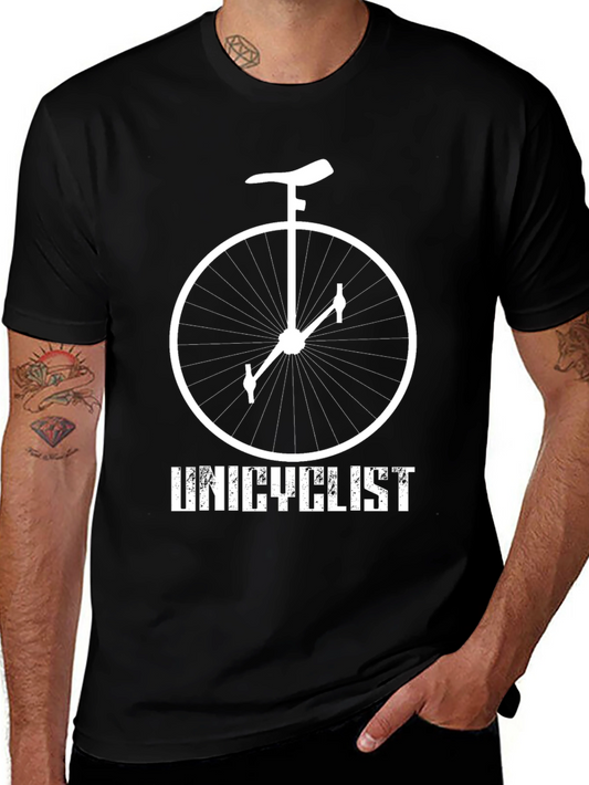 Unicyclist Graphic Tee - Black Cotton Shirt