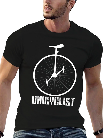 Unicyclist Graphic Tee - Black Cotton Shirt
