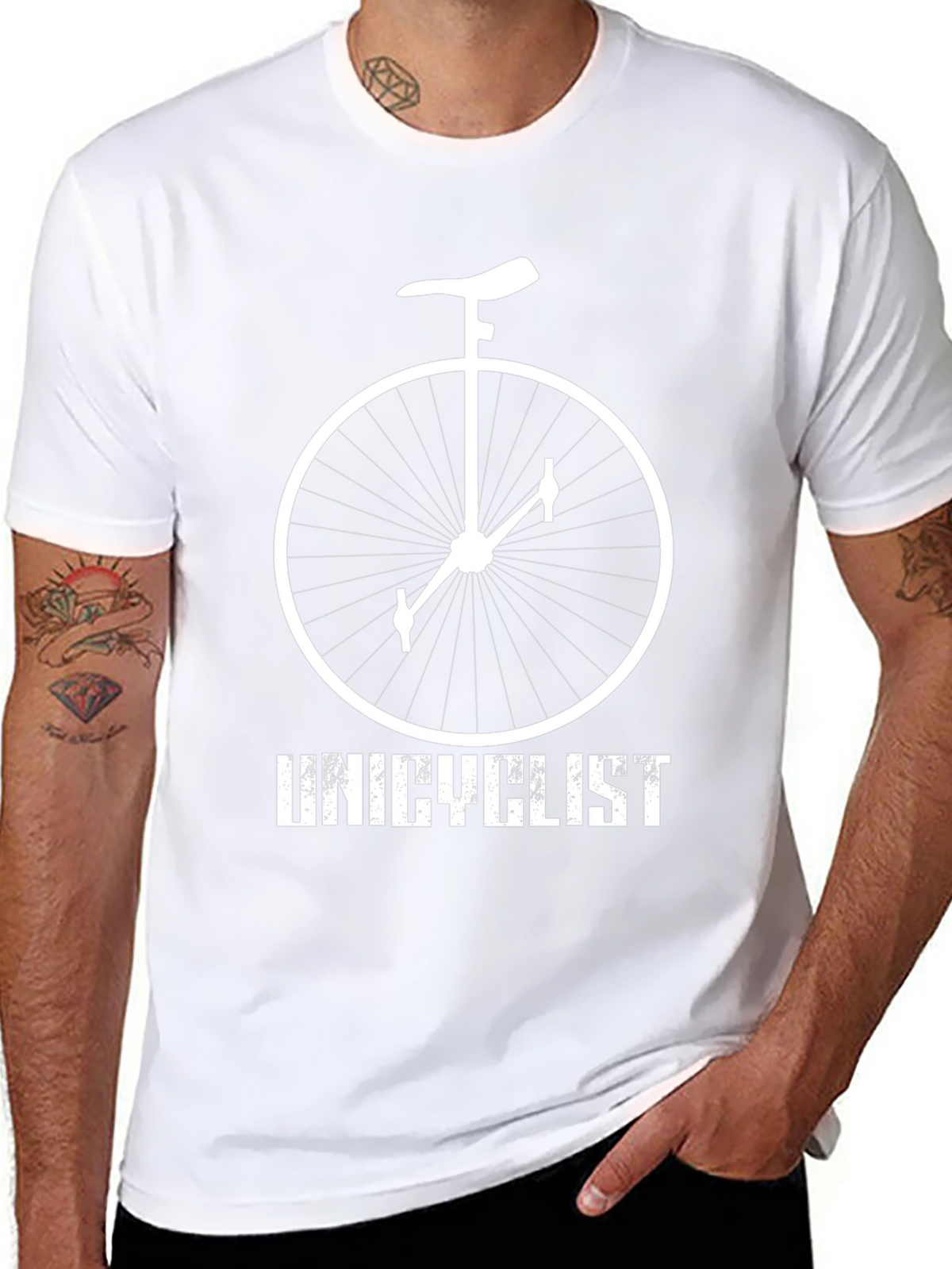 Unicyclist Graphic Tee - Black Cotton Shirt