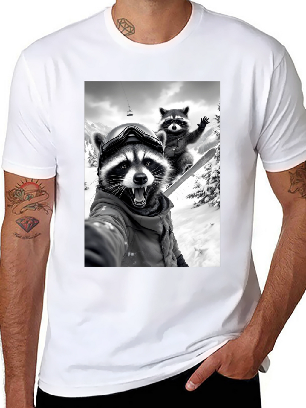Raccoon Skiing T-Shirt