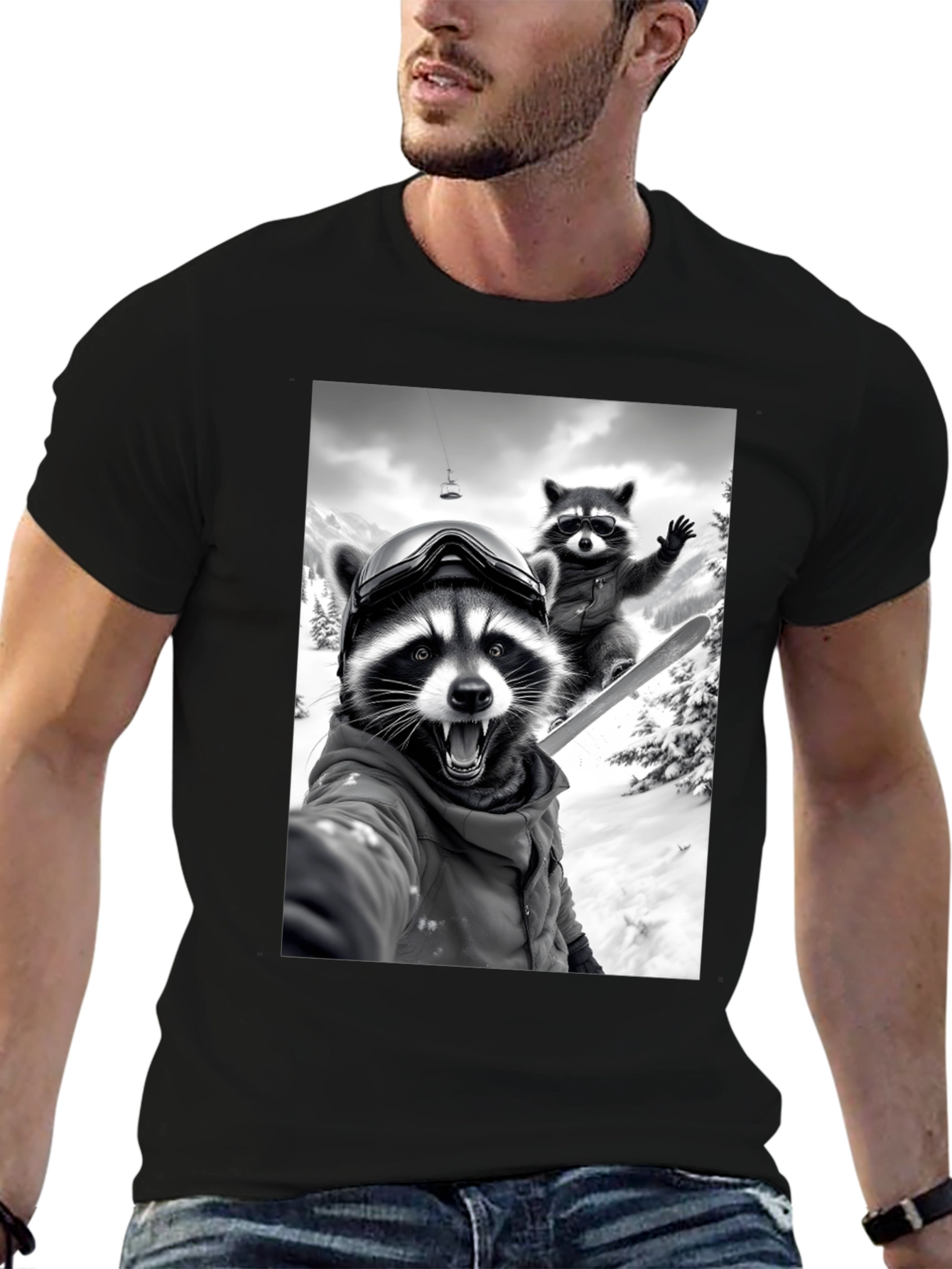 Raccoon Skiing T-Shirt