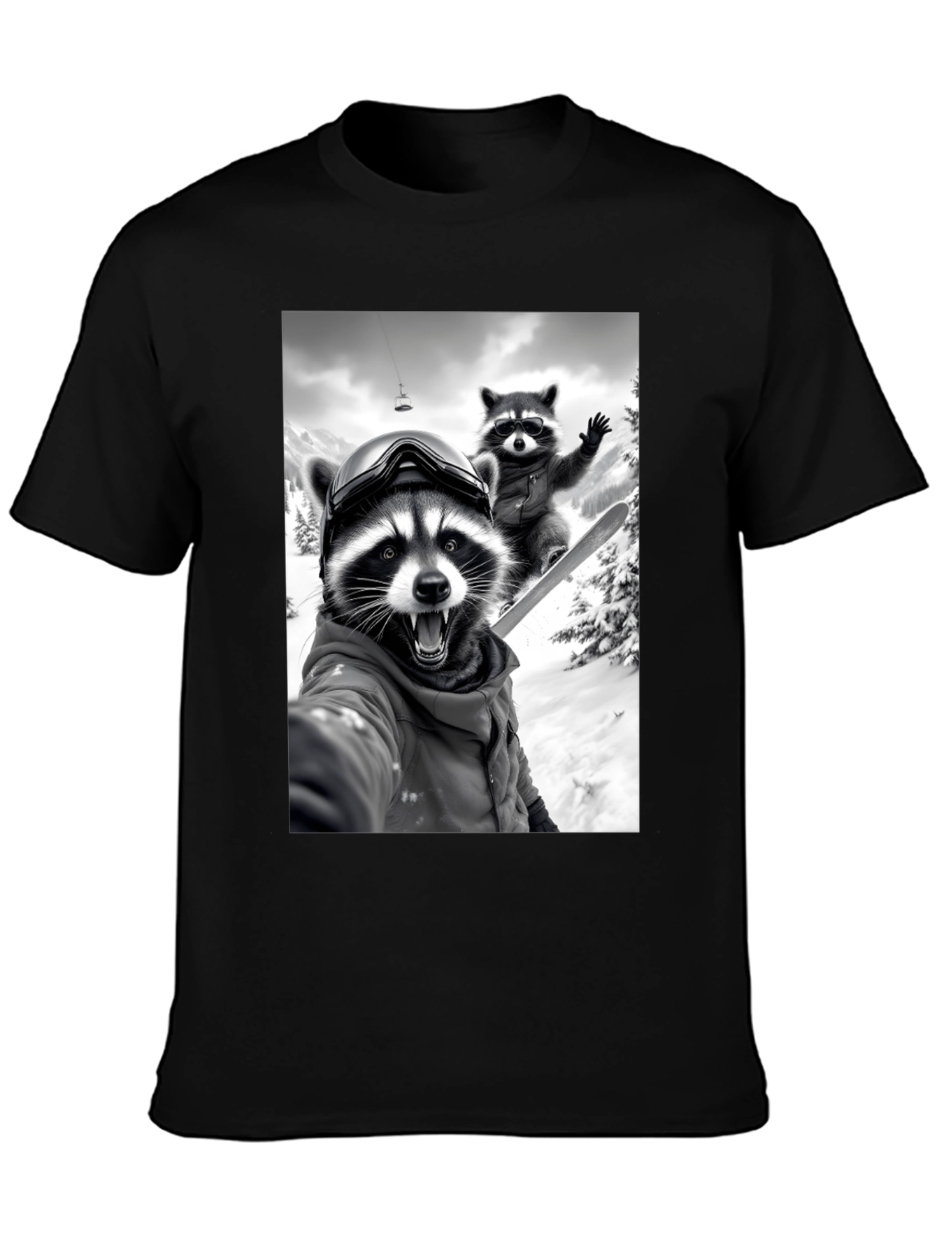 Raccoon Skiing T-Shirt