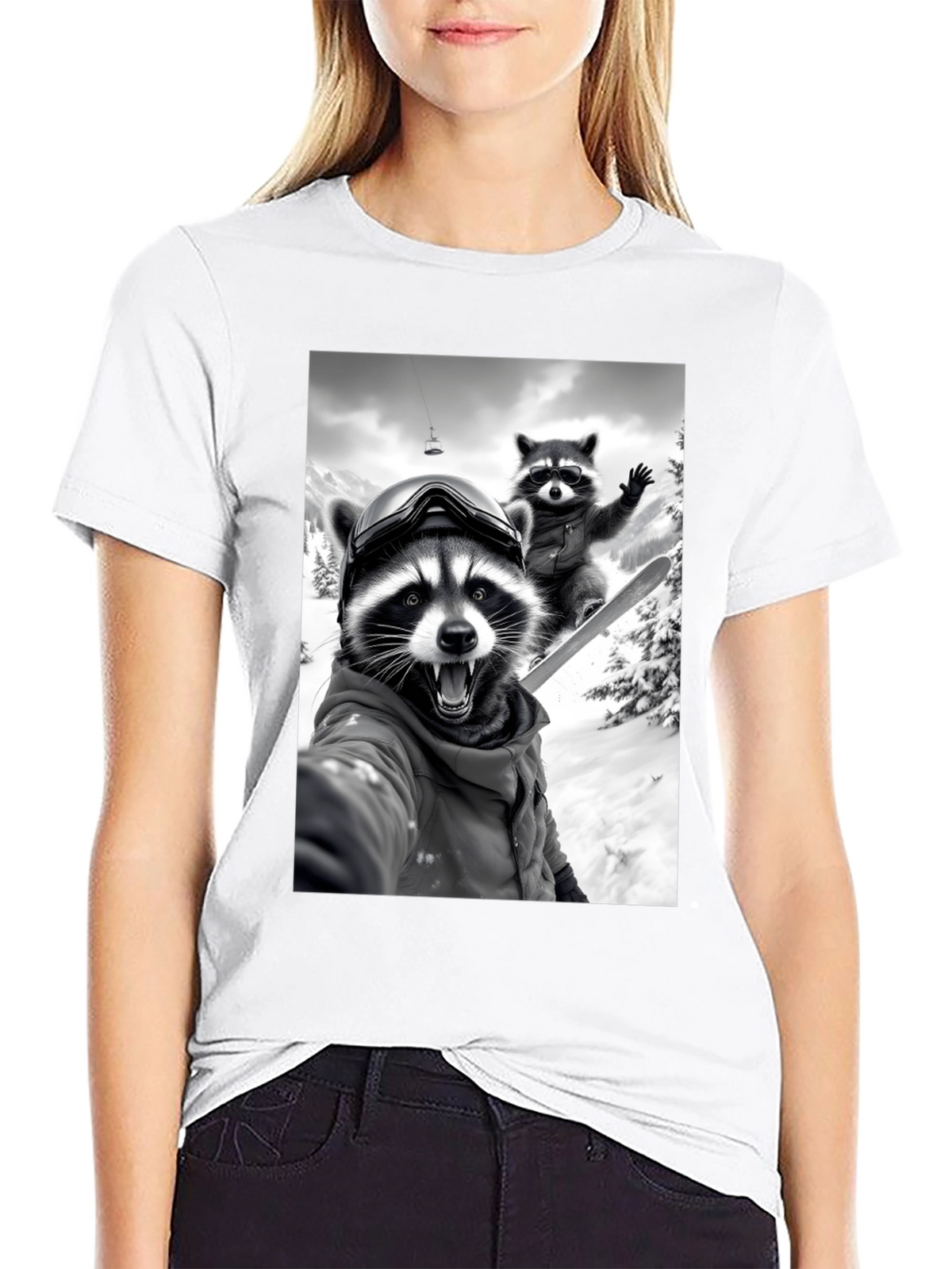 Raccoon Skiing T-Shirt