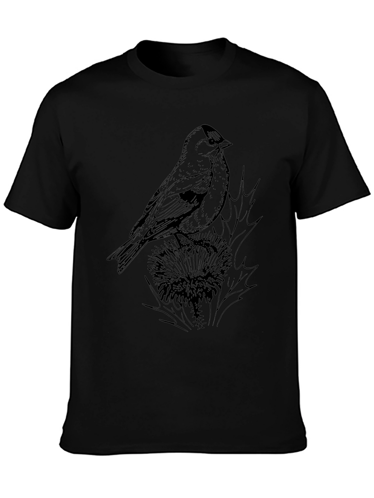 Bird on Thistle Black Graphic Tee