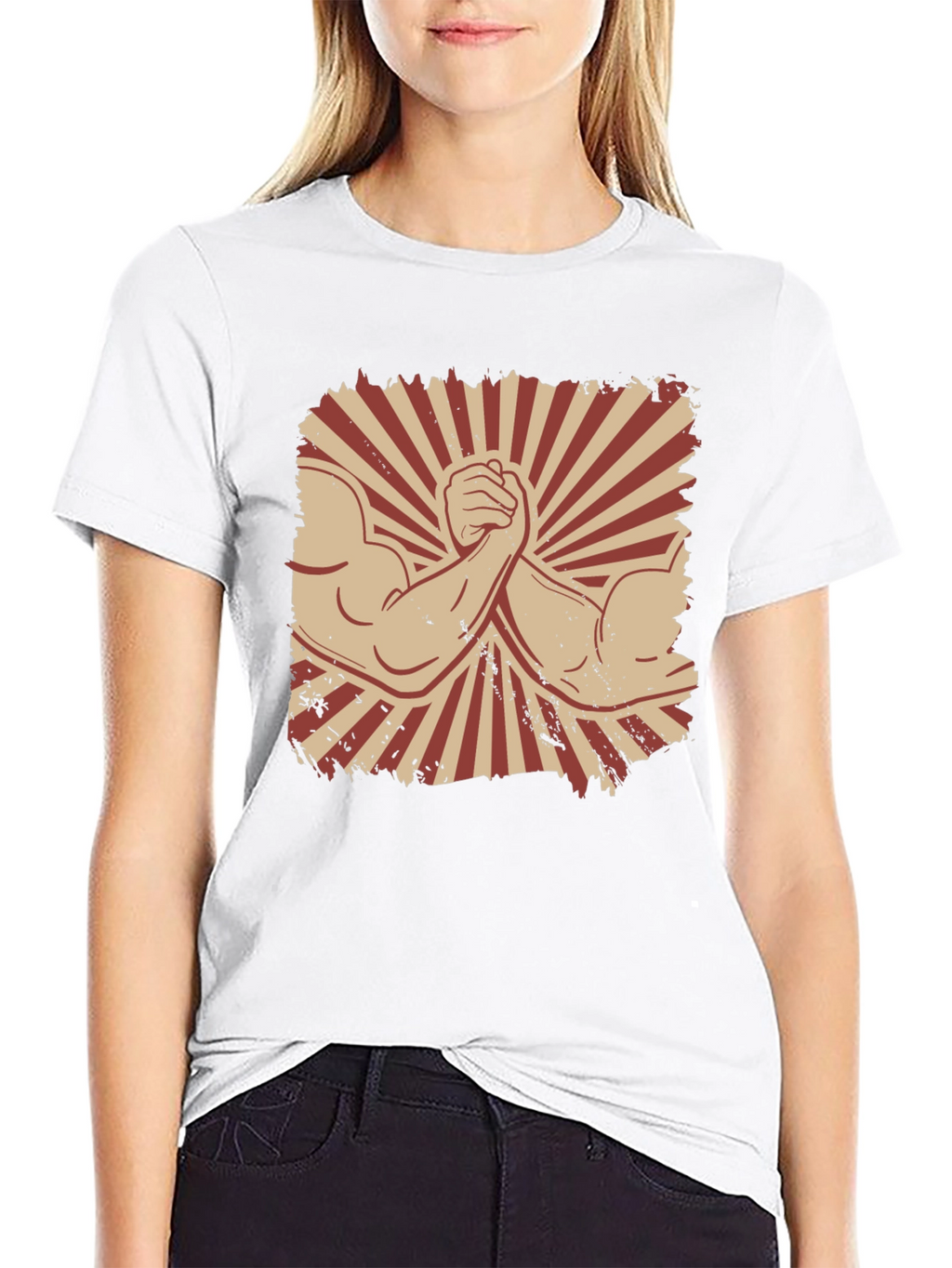 Arm Wrestling Graphic Tee - Retro Style Black T-Shirt