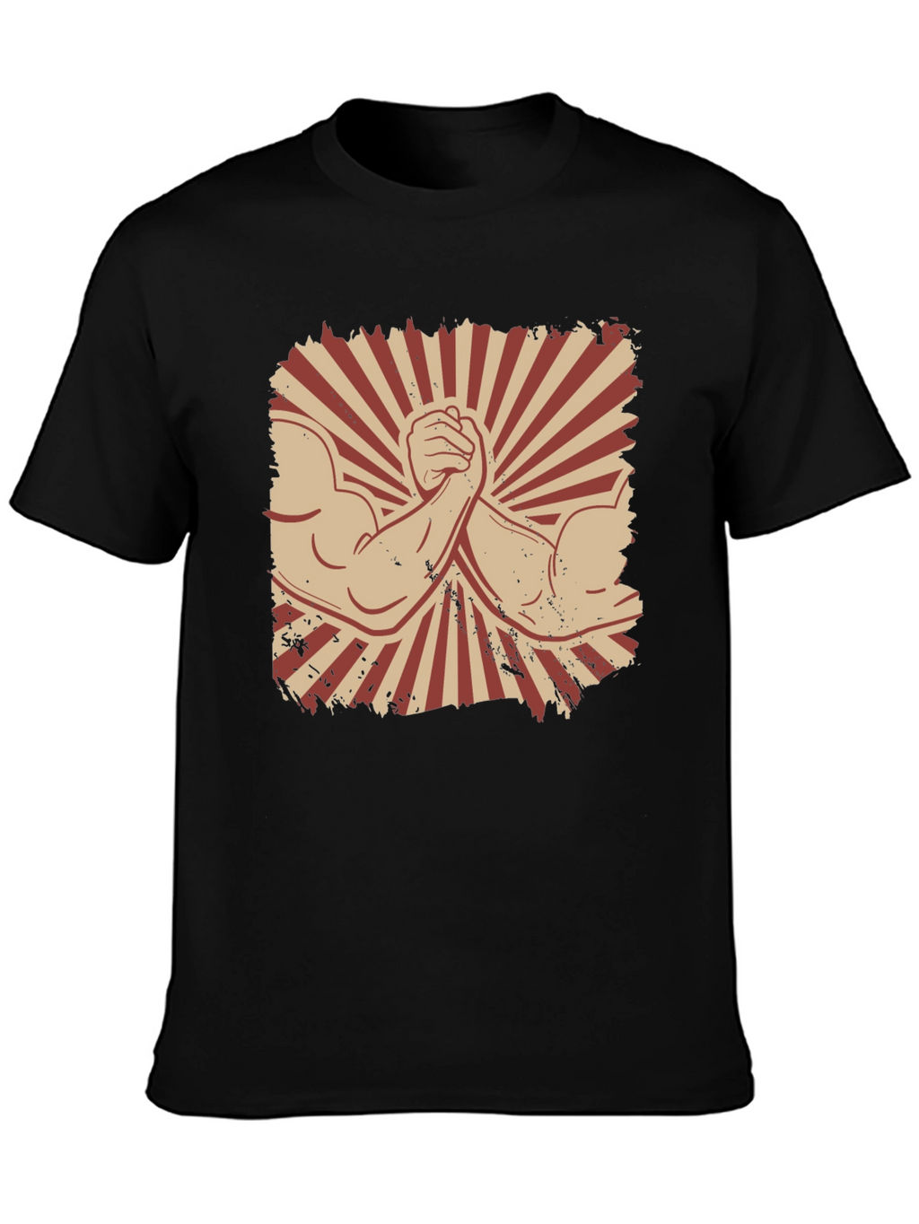 Arm Wrestling Graphic Tee - Retro Style Black T-Shirt