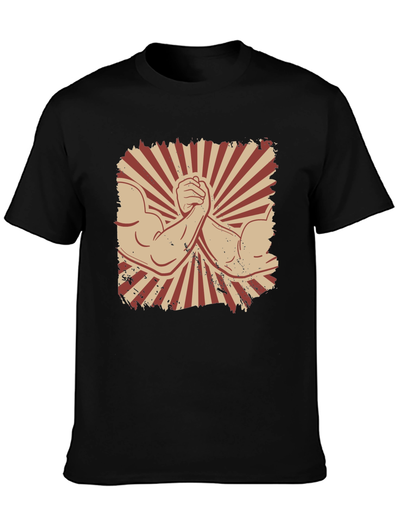 Arm Wrestling Graphic Tee - Retro Style Black T-Shirt