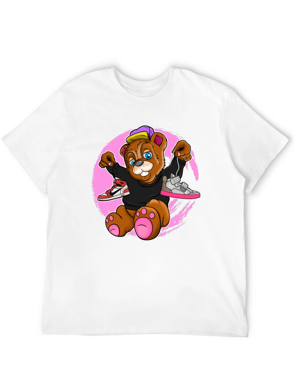 Cartoon Bear with Sneakers Graphic T-Shirt