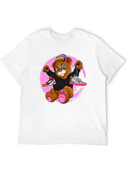 Cartoon Bear with Sneakers Graphic T-Shirt