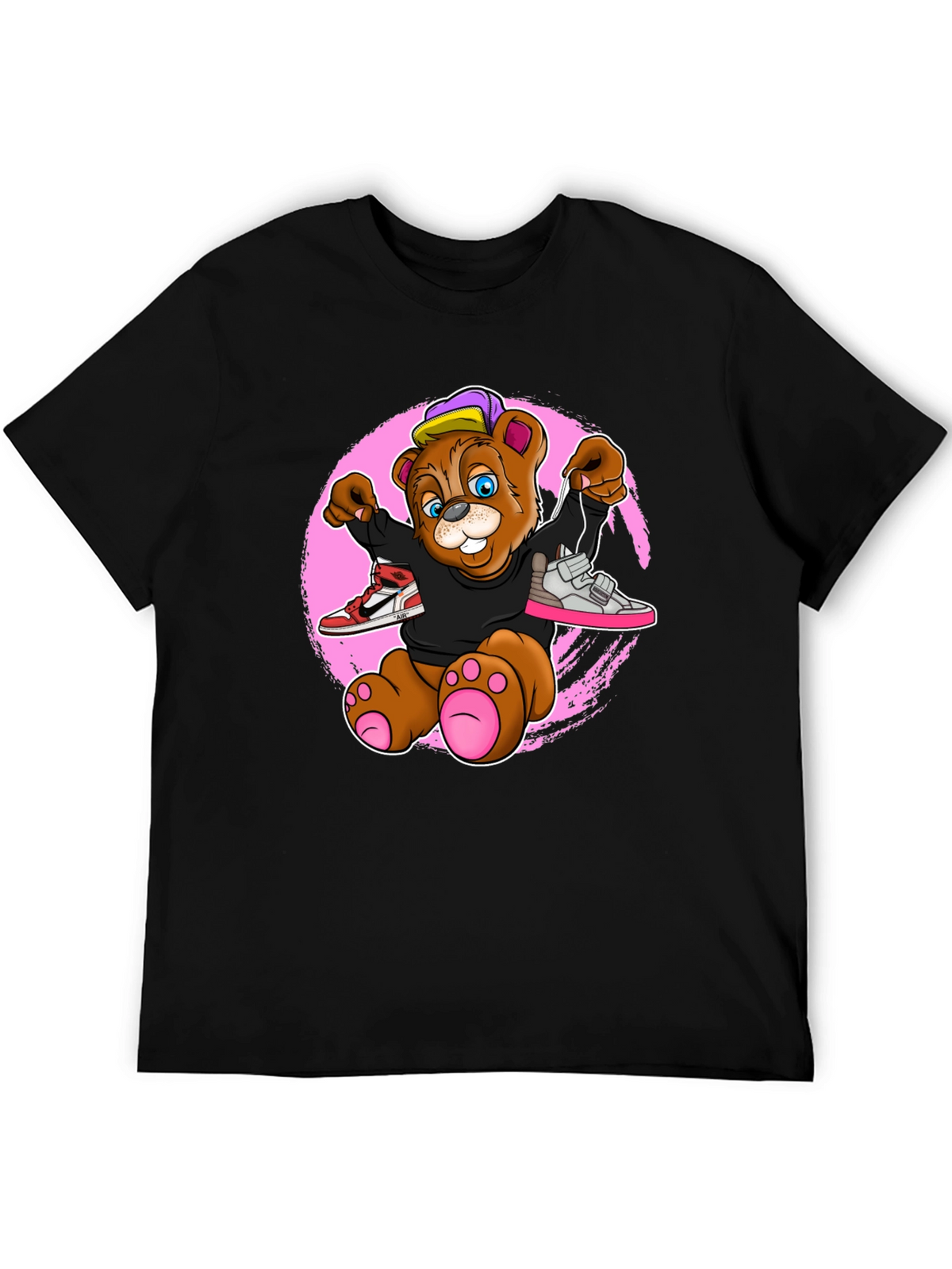 Cartoon Bear with Sneakers Graphic T-Shirt