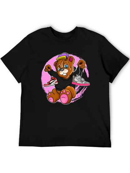 Cartoon Bear with Sneakers Graphic T-Shirt