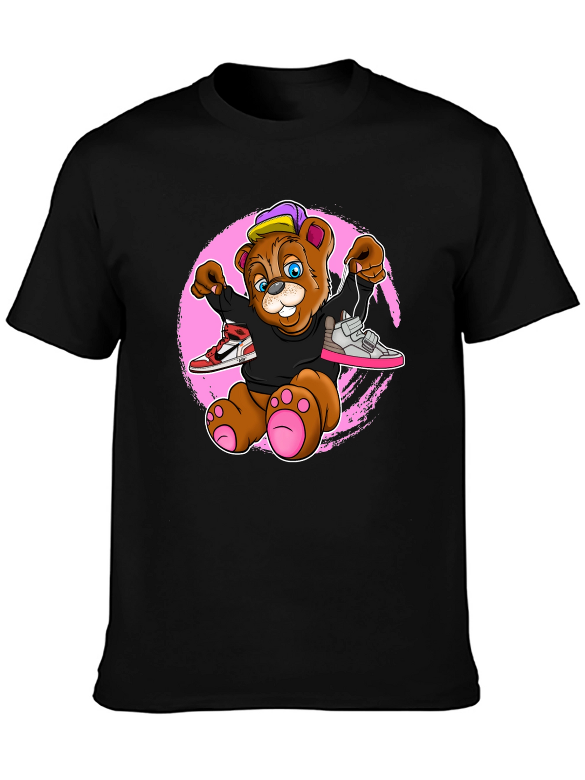Cartoon Bear with Sneakers Graphic T-Shirt