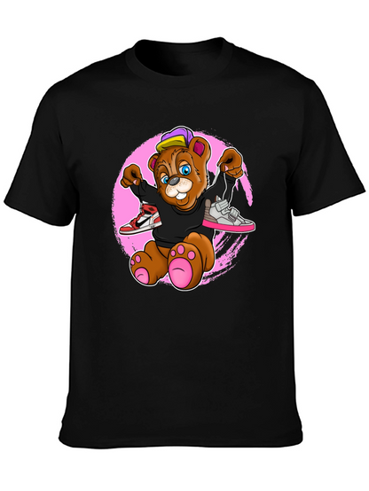 Cartoon Bear with Sneakers Graphic T-Shirt
