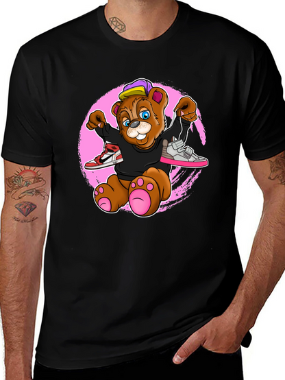 Cartoon Bear with Sneakers Graphic T-Shirt