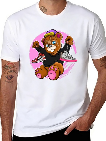 Cartoon Bear with Sneakers Graphic T-Shirt
